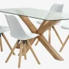 AGERBY + BLOKHUSMesa AGERBY L190 roble natural + 4 sillas BLOKHUS blanco