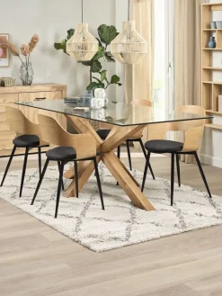 AGERBY + HVIDOVREMesa AGERBY L190 roble natural+4 sillas HVIDOVRE roble/negro