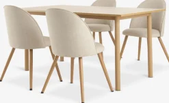 ALSTED + THORUPMesa ALSTED L160 roble natural + 4 sillas THORUP beis/roble