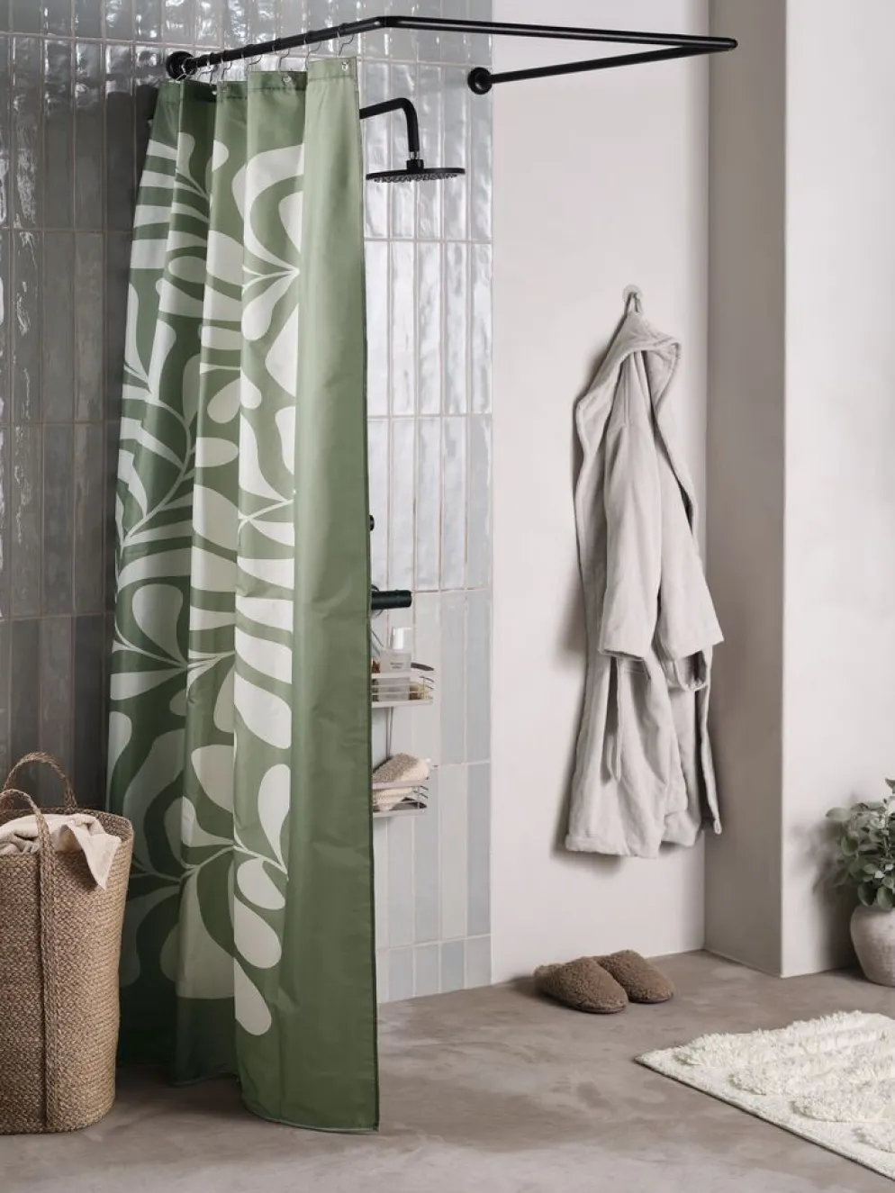 BAGGETORPPLUSCortina de ducha BAGGETORP 180x200 verde oliva