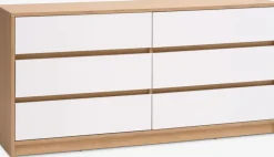 BILLUNDCómoda BILLUND 3+3 cajones blanco/roble natural