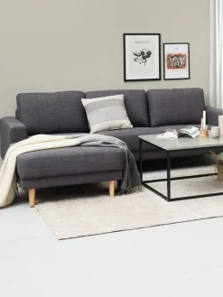 EGENSESofá EGENSE chaise longue tela gris oscuro