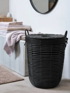 ELIFCesta para ropa ELIF Ø40xA56cm negro con tapa
