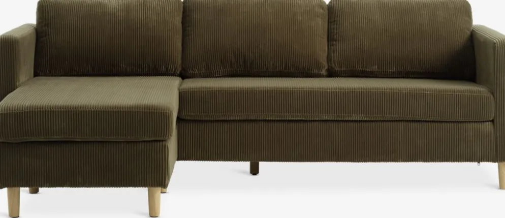 FALSLEVSofá FALSLEV chaise longue pana verde oliva