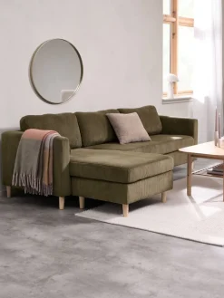 FALSLEVSofá FALSLEV chaise longue pana verde oliva
