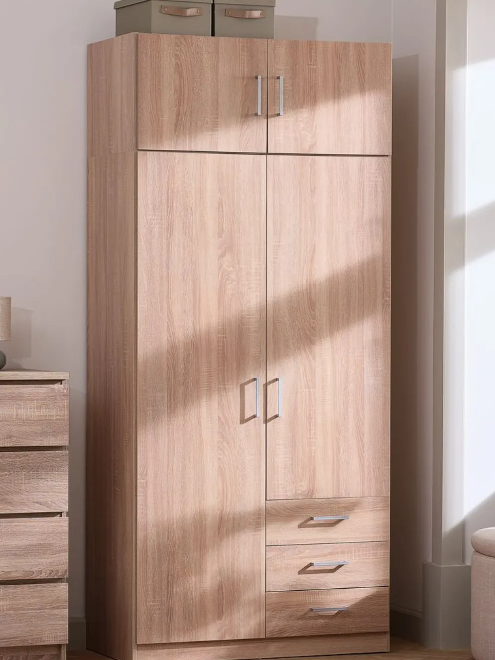 FANDRUPArmario FANDRUP 97x176 2 puertas 3 cajones color roble claro