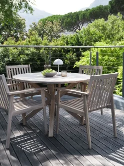 FUGLSAND + RADSTEDMesa FUGLSAND Ø120 + 4 sillas RADSTED madera dura