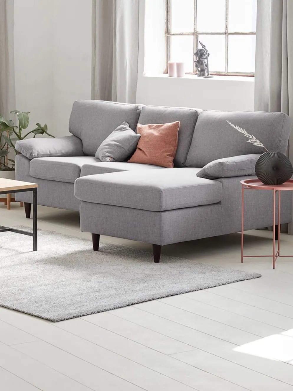 GEDVEDSofá chaise longue GEDVED tela gris claro