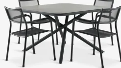 GOTHENBURG + HEMSEDALMesa GOTHENBURG L120 gris + 4 sillas HEMSEDAL negro