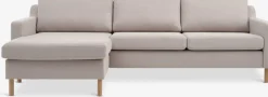 HELLERUPSofá HELLERUP chaise longue tela beis/roble natural