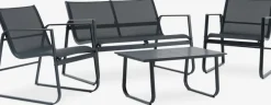 HORNSLETConjunto muebles jardín HORNSLET 4 plazas negro
