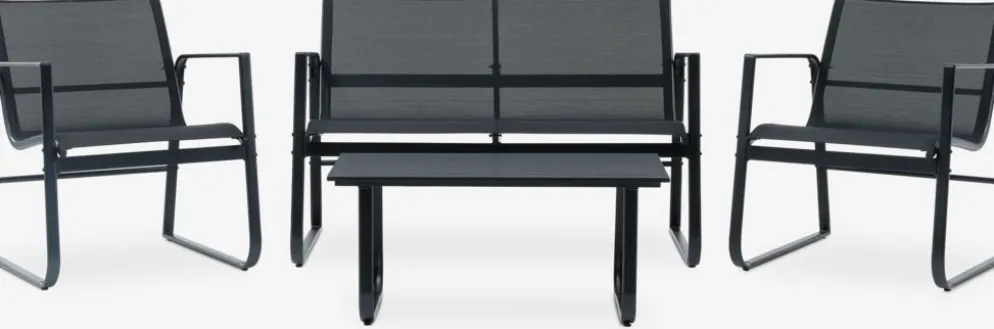 HORNSLETConjunto muebles jardín HORNSLET 4 plazas negro
