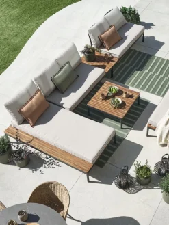 HOUConjunto jardín HOU con chaise longue 3 plazas madera dura