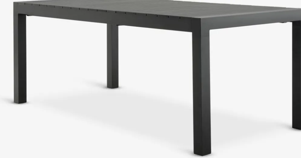 HSTEHAVE + KRISTIANSTADMesa HESTEHAVE L205/275 negro + 4 sillas KRISTIANSTAD verde
