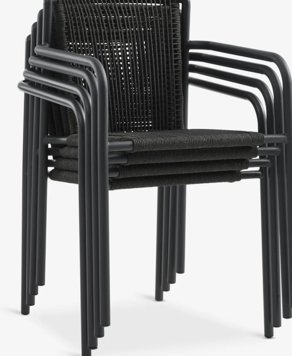 HSTEHAVE + KRISTIANSTADMesa HESTEHAVE L205/275 negro + 4 sillas KRISTIANSTAD verde