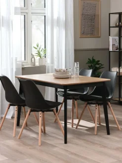 JEGIND + KASTRUPMesa JEGIND L130 roble natural/negro +4 sillas KASTRUP negro