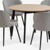 JEGIND + RISSKOVMesa JEGIND Ø105 roble/negro + 4 sillas RISSKOV gris claro