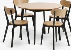 JEGINDMesa JEGIND Ø105 roble natural + 4 sillas JEGIND roble/negro