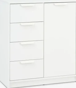 JENSLEVCómoda JENSLEV 4 cajones 1 puerta blanco