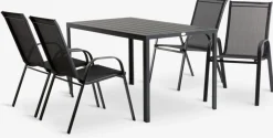 JERSORE + LEKNESMesa JERSORE L140 + 4 sillas LEKNES negro