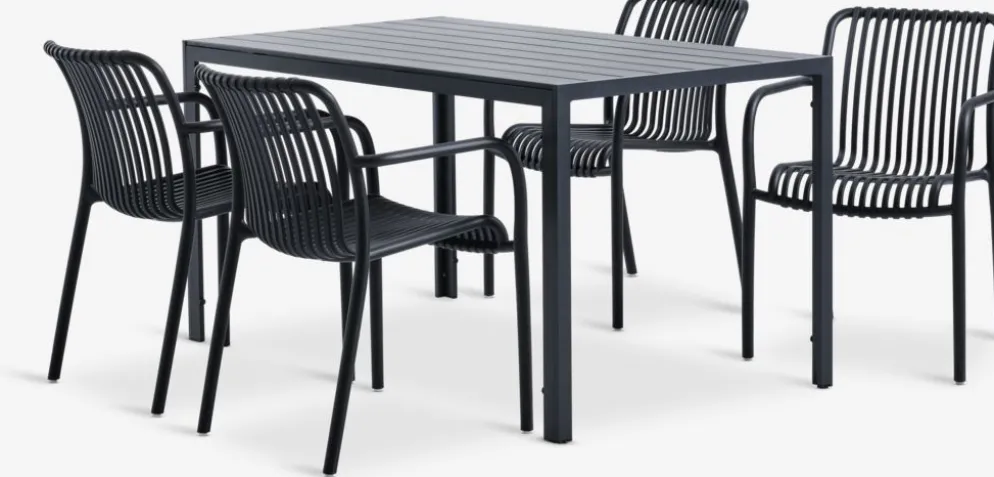 JERSORE + NABBENMesa JERSORE L140 + 4 sillas NABBEN negro