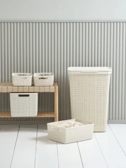 JUTECesta JUTE 12L plástico blanco crudo