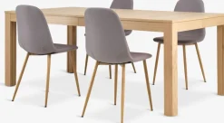 KORSKRO + JONSTRUPMesa KORSKRO L200/326 roble natural + 4 sillas JONSTRUP gris