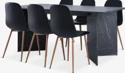 KRONDAL + JONSTRUPMesa KRONDAL L180 mármol + 4 sillas JONSTRUP negro