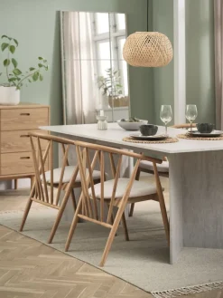 KRONDAL + LYKSBORGMesa KRONDAL L180 travertino + 4 LYKSBORG roble natural