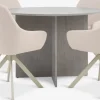 KRONDAL + ROSTRUPMesa KRONDAL Ø110 travertino + 4 sillas ROSTRUP beis
