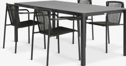 LANGET + KRISTIANSTADMesa LANGET L207 negro + 4 sillas KRISTIANSTAD verde