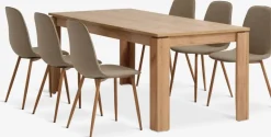LINTRUP + BISTRUPMesa LINTRUP L190/280 roble salvaje + 4 sillas BISTRUP arena