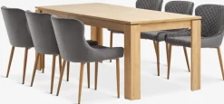 LINTRUP + PEBRINGEMesa LINTRUP L190/280 roble salvaje + 4 sillas PEBRINGE gris
