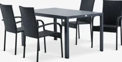 MADERUP + GUDHJEMMesa MADERUP L150 + 4 sillas GUDHJEM negro