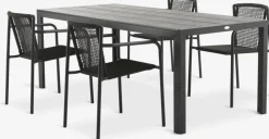 MADERUP + KRISTIANSTADMesa MADERUP L205 negro + 4 sillas KRISTIANSTAD verde