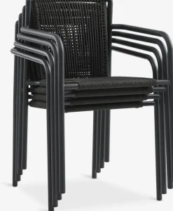 MADERUP + KRISTIANSTADMesa MADERUP L205 negro + 4 sillas KRISTIANSTAD verde