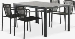 MADERUP + KRISTIANSTADMesa MADERUP L150 negro + 4 sillas KRISTIANSTAD verde