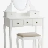 MALLINGTocador + taburete MALLING con espejo blanco/beis