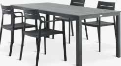 MARIELYST + INGSTRUPMesa MARIELYST L205 gris + 4 sillas INGSTRUP negro