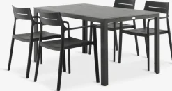 MARIELYST + INGSTRUPMesa MARIELYST L150 gris + 4 sillas INGSTRUP negro