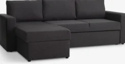 MARSLEVSofá cama con chaise longue MARSLEV tela gris oscuro