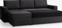 MARSLEVSofá cama con chaise longue MARSLEV tela gris oscuro