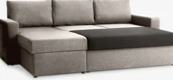 MARSLEVSofá cama con chaise longue MARSLEV tela gris claro