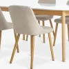 MARSTRAND + ADSLEVMesa MARSTRAND L200/280 blanco + 4 sillas ADSLEV beis