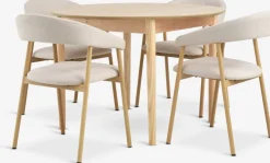 MARSTRAND + EJSINGMesa MARSTRAND Ø110 roble natural + 4 sillas EJSING beis