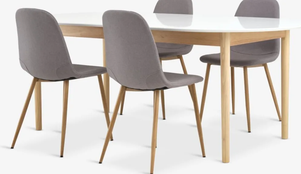MARSTRAND + JONSTRUPMesa MARSTRAND L200/280 blanco + 4 JONSTRUP gris