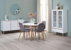 MARSTRAND + JONSTRUPMesa MARSTRAND Ø110 blanco + 4 sillas JONSTRUP gris