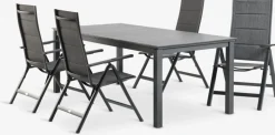 MOSS + MYSENMesa MOSS L214/315 + 4 sillas MYSEN gris