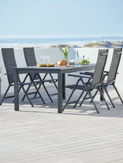 MOSS + MYSENMesa MOSS L214/315 + 4 sillas MYSEN gris