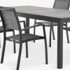 MOSS + STRANDBYMesa MOSS L214/315 + 4 sillas STRANDBY gris